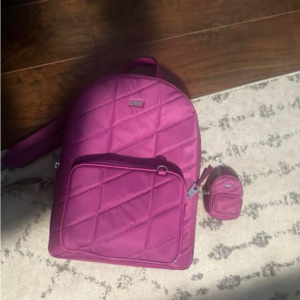 DKNY Quilted Magenta Backpack Set
